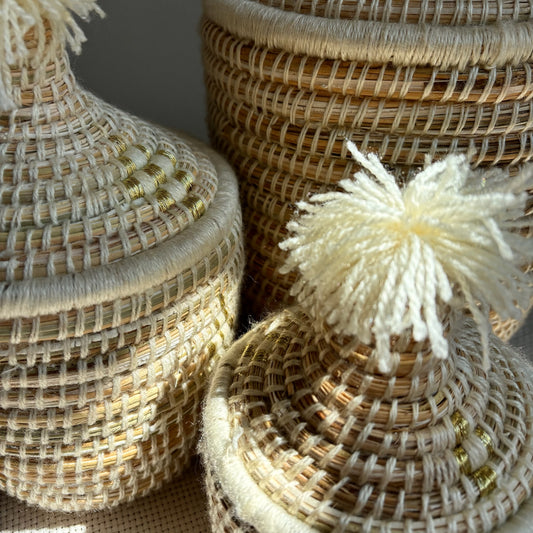 Berbermand met Deksel - Beige