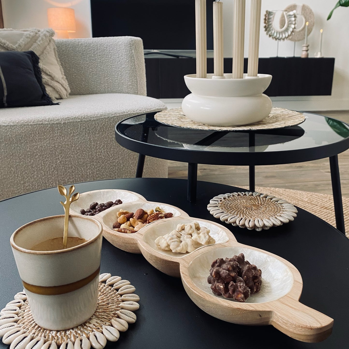 Houten Tapasplank ingelegd met Capiz schelpen