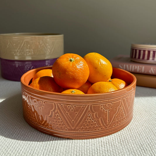 Marokkaanse Schaal Berberreliëf - Terracotta
