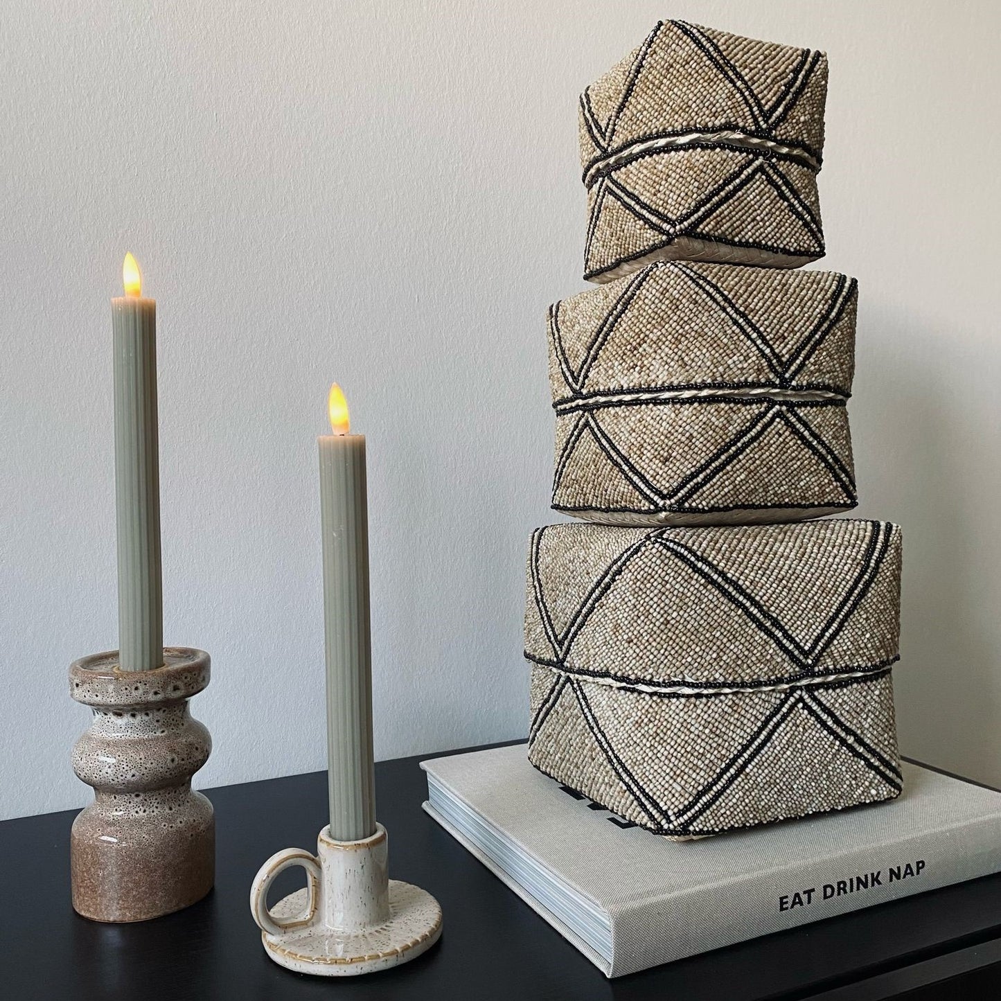 Bamboe / kralen Offermanden Jane - Set van 3 stuks