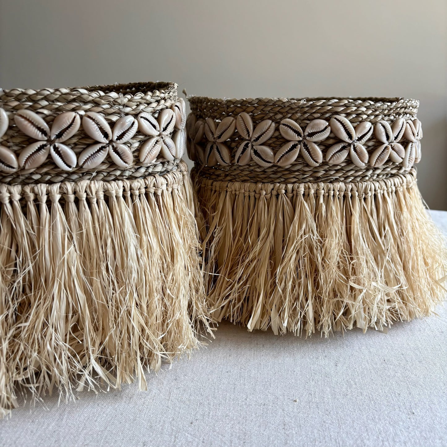Raffia Mandje met Schelpen