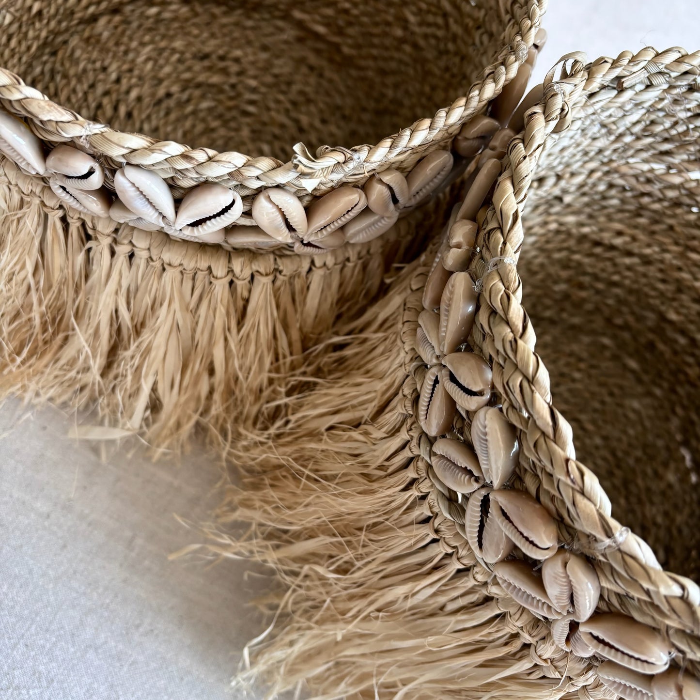 Raffia Mandje met Schelpen