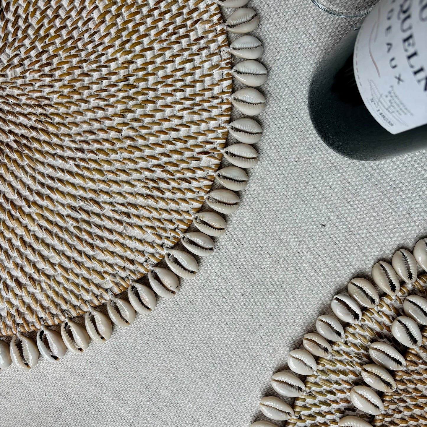 Rotan Placemat met Schelpen - Whitewash