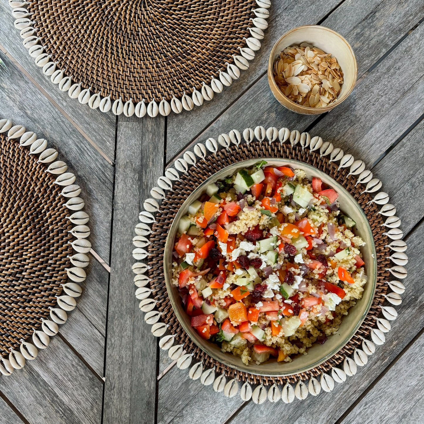 Rotan Placemat met Schelpen - Bruin