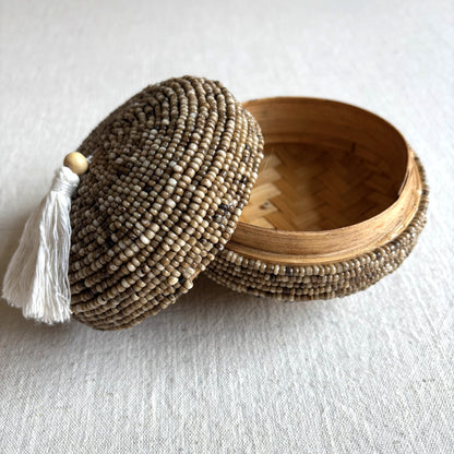Bamboe / Kralen Offerdoosje Beige