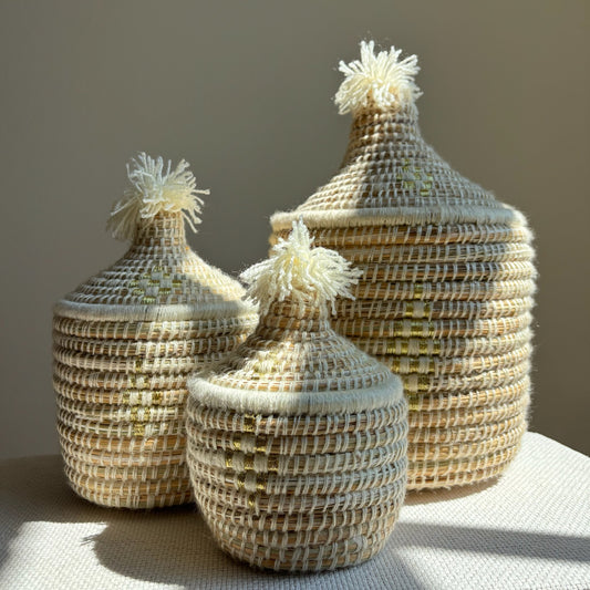 Berbermand met Deksel - Beige