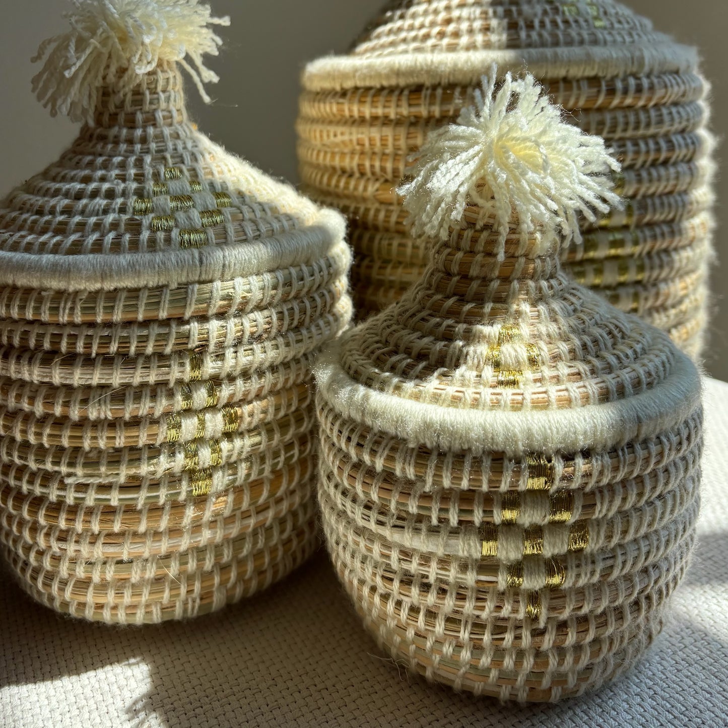 Berbermand met Deksel - Beige