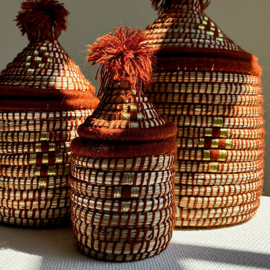 Berbermand met Deksel - Terracotta