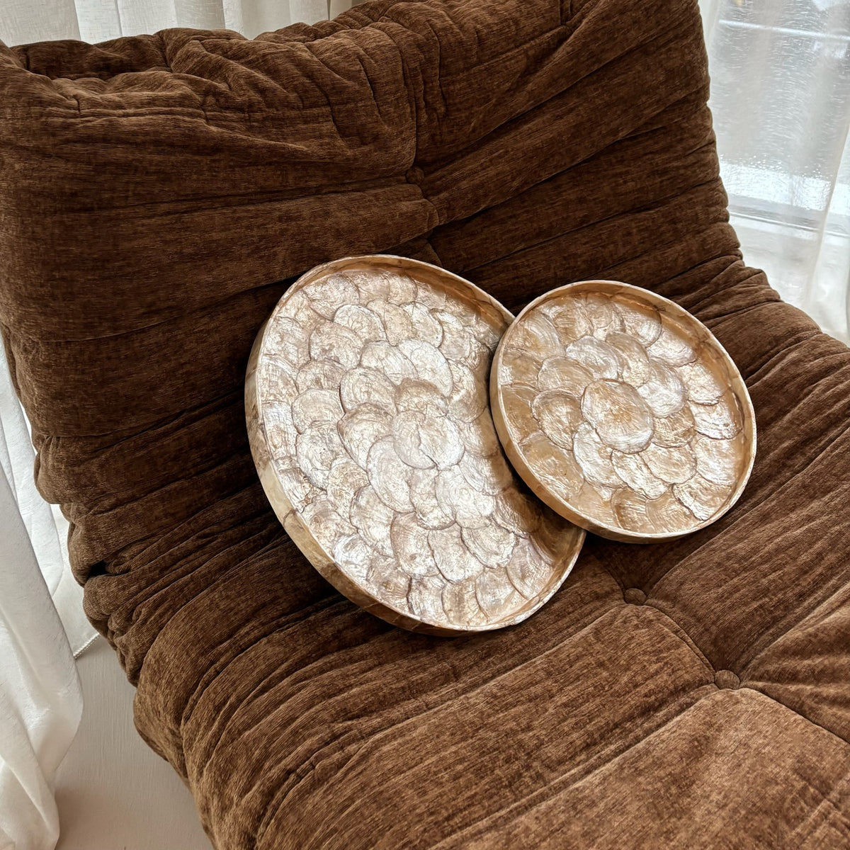Capiz schelpen Dienblad Rond - Goud
