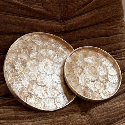 Capiz schelpen Dienblad Rond - Goud
