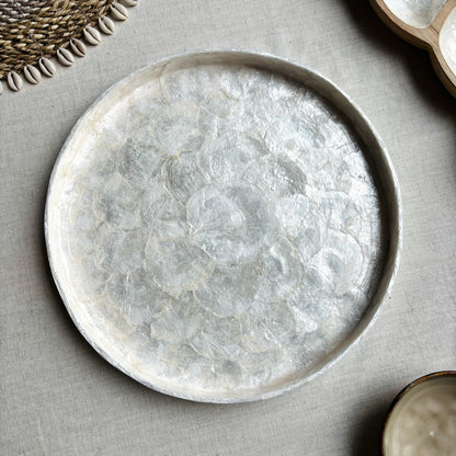 Dienblad Rond van Capiz schelpen