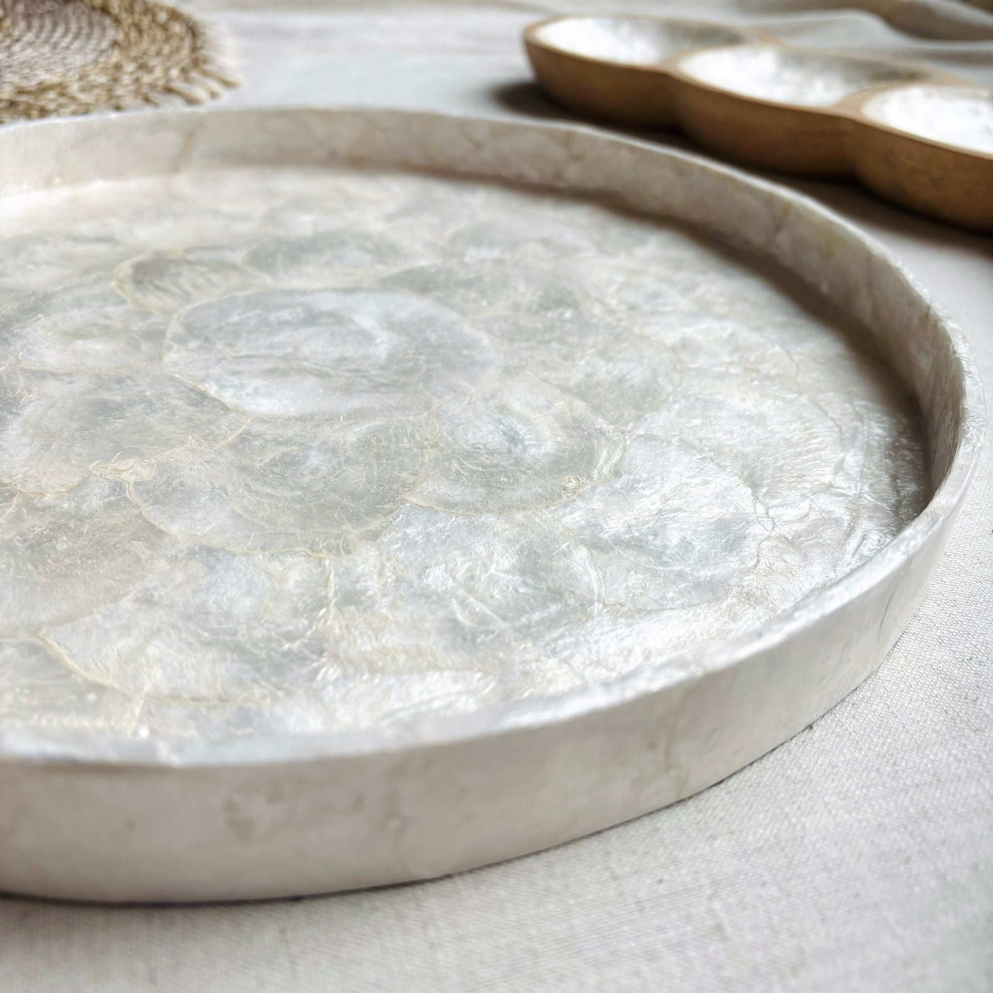 Dienblad Rond van Capiz schelpen
