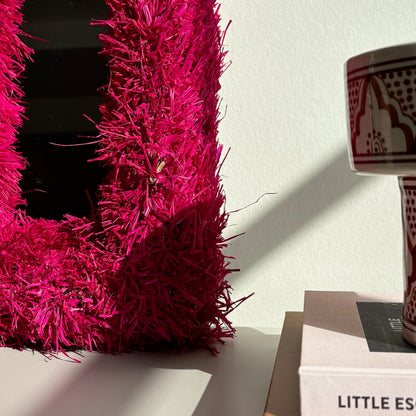 Fringe Spiegel  - Fuchsia Roze