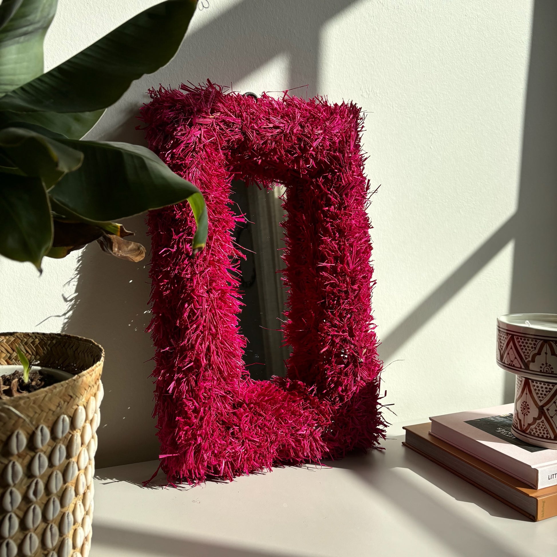 Fringe Spiegel  - Fuchsia Roze