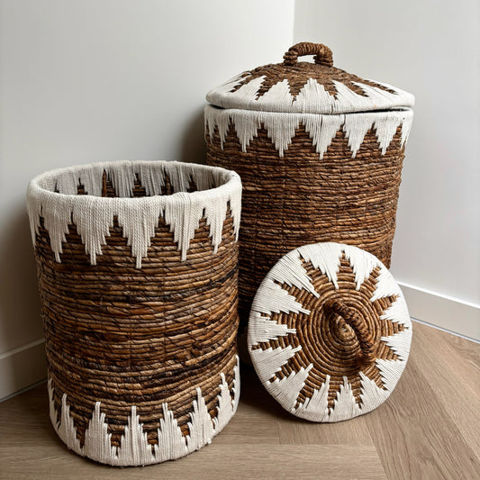 Grote Opbergmand Macramé met Deksel