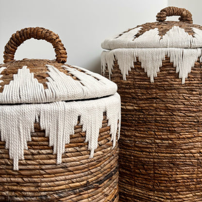 Grote Opbergmand Macramé met Deksel