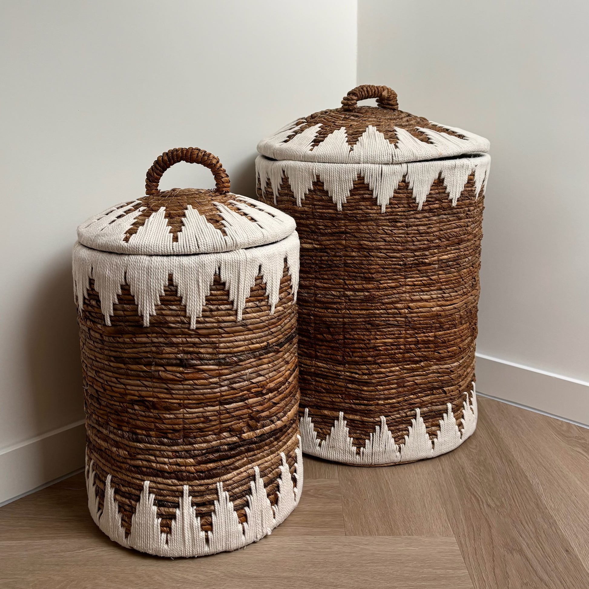 Grote Opbergmand Macramé met Deksel