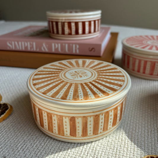Handbeschilderd Potje met Deksel - Peach 