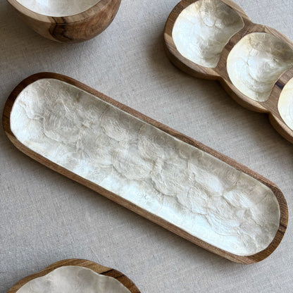 Houten Serveerschaal ingelegd met Capiz schelpen
