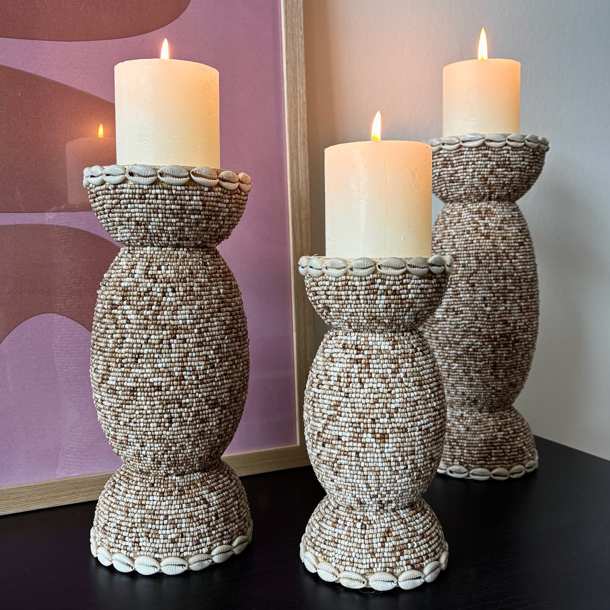 Kandelaar / Kaarshouder - Beige