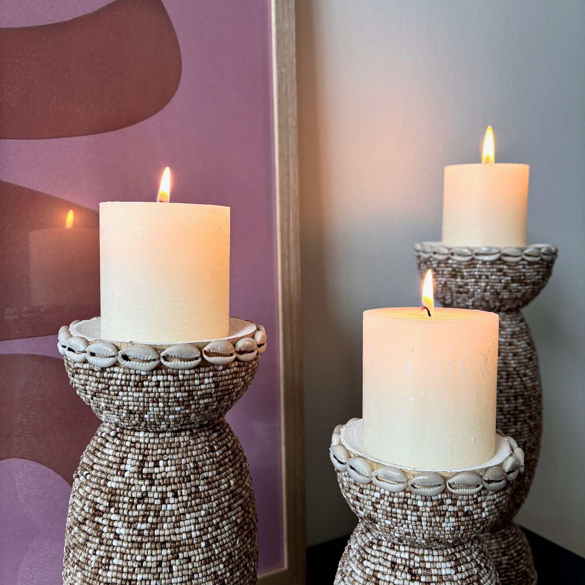 Kandelaar / Kaarshouder - Beige