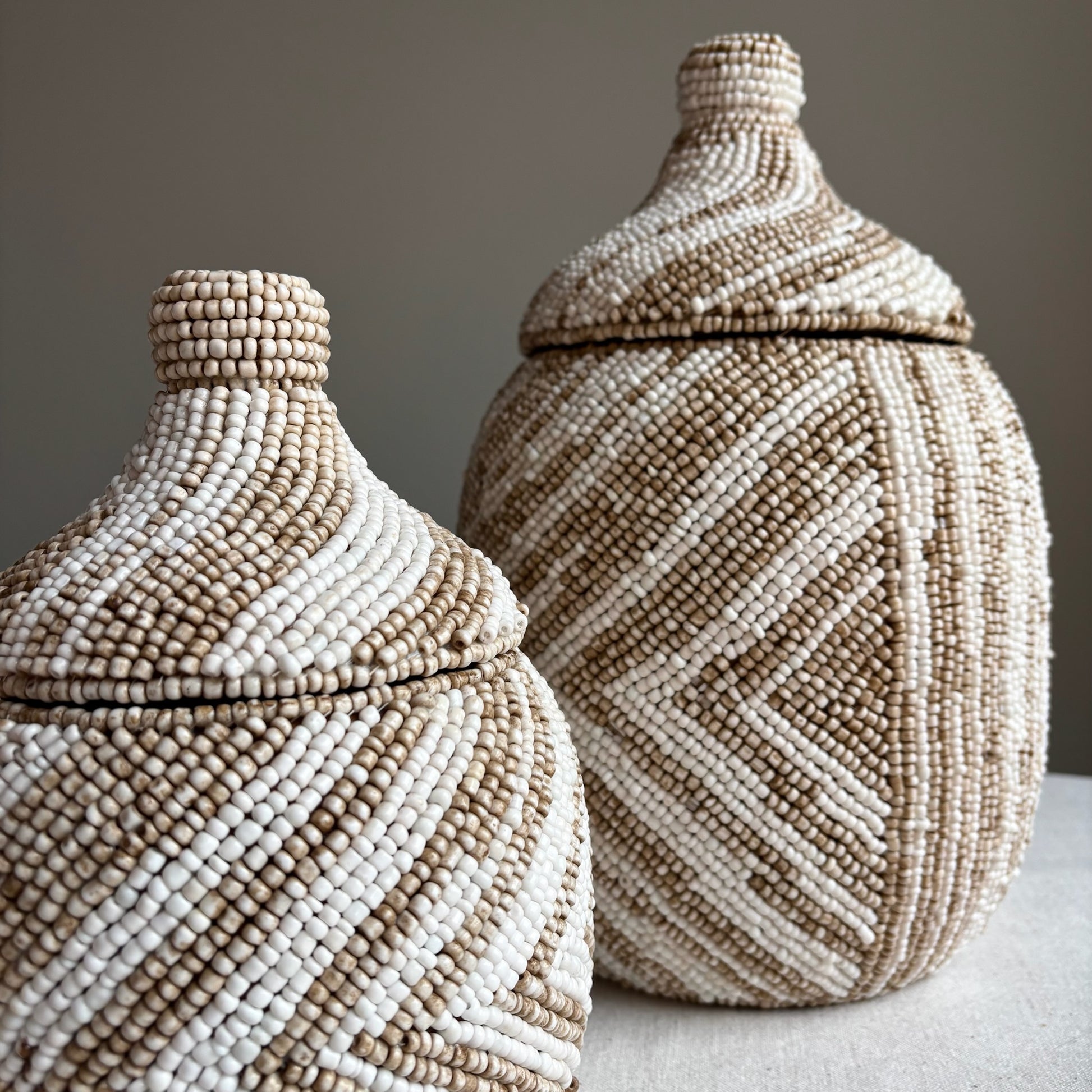 Kralenpot Cara - Wit/Beige