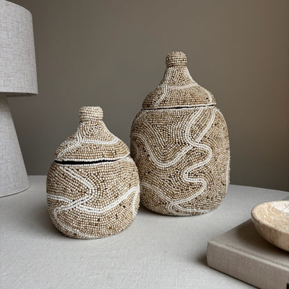 Kralenpot Fien - Wit/Beige