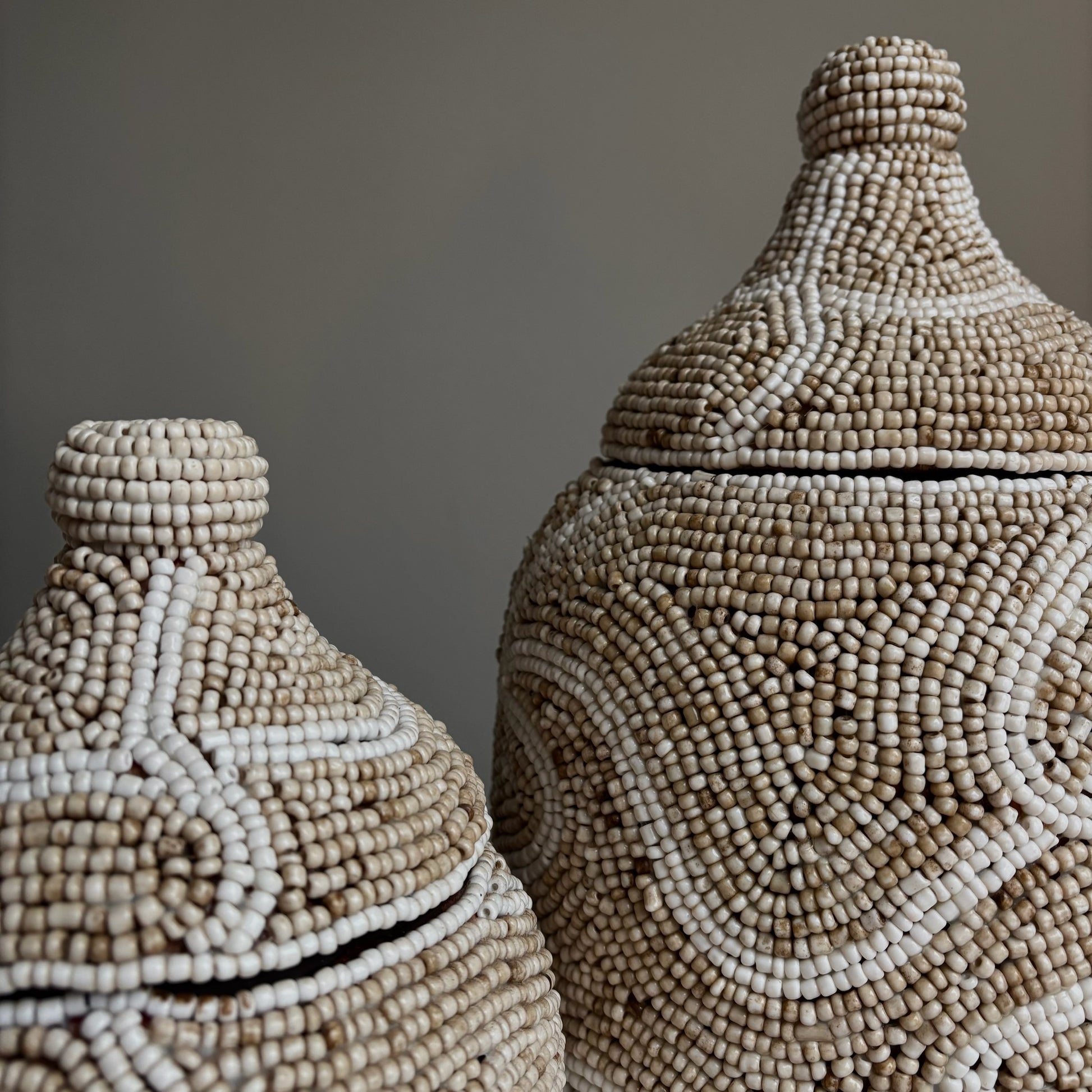 Kralenpot Fien - Wit/Beige