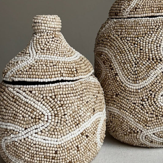 Kralenpot Fien - Wit/Beige