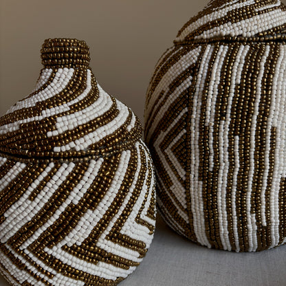 Kralenpot Norie - Wit/Goud