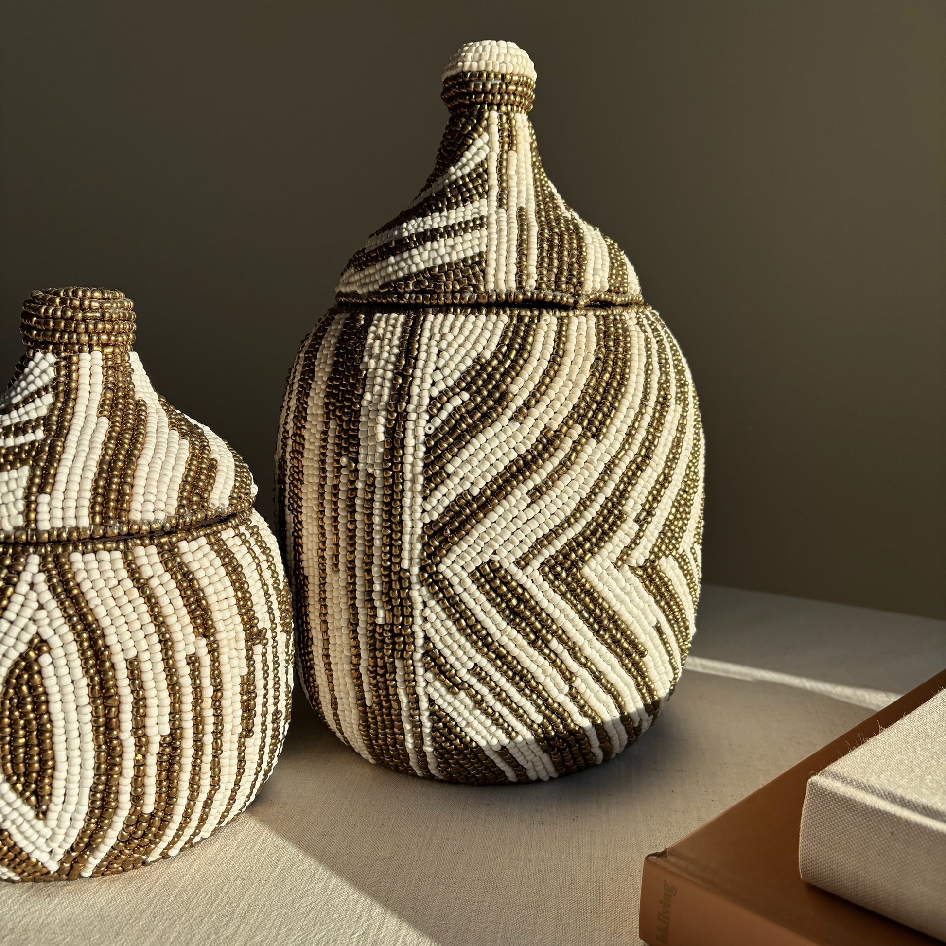 Kralenpot Norie - Wit/Goud