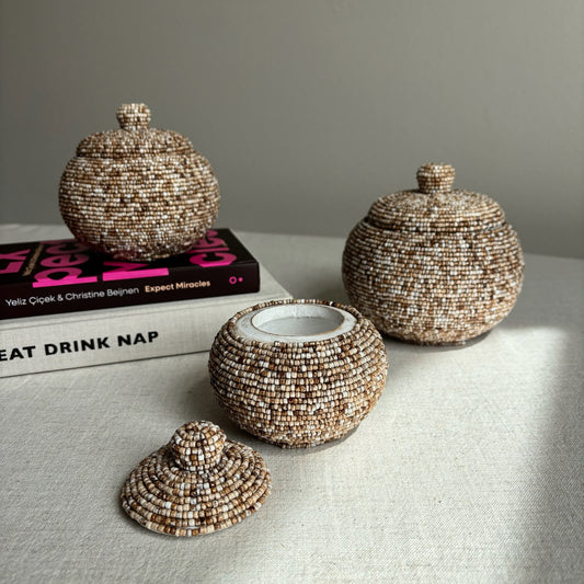 Kralenpotje Jade - Gemêleerd beige