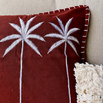 Kussenhoes Palm Tree - Bordeauxrood