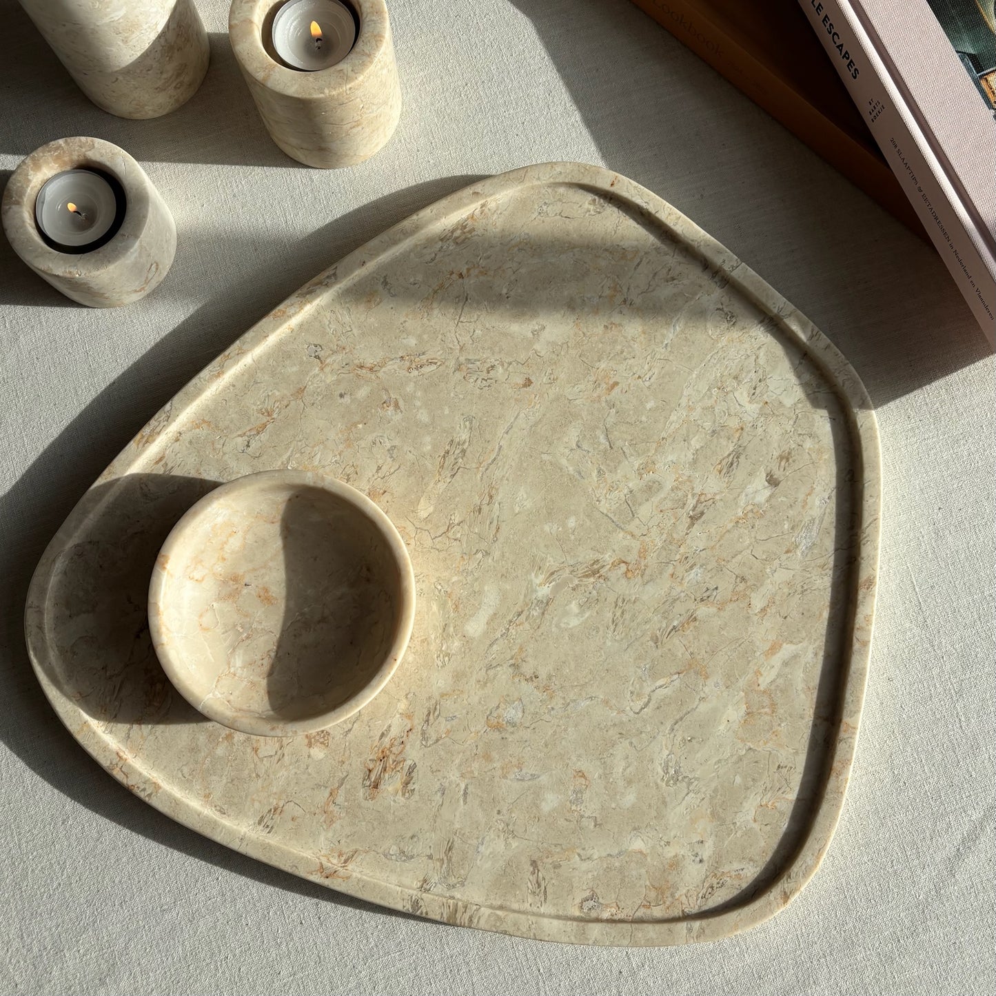 Marmer Dienblad Organisch Beige