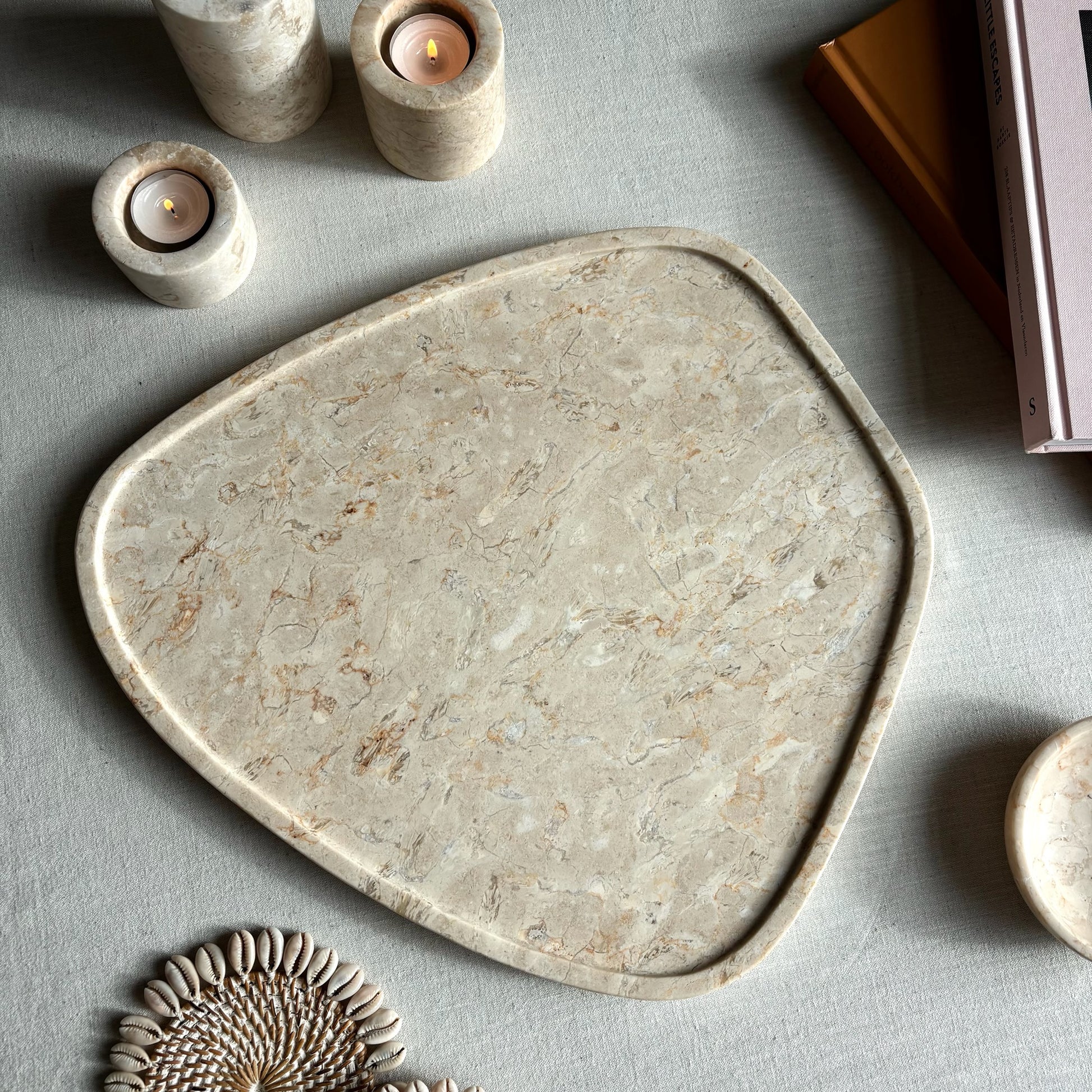 Marmer Dienblad Organisch Beige