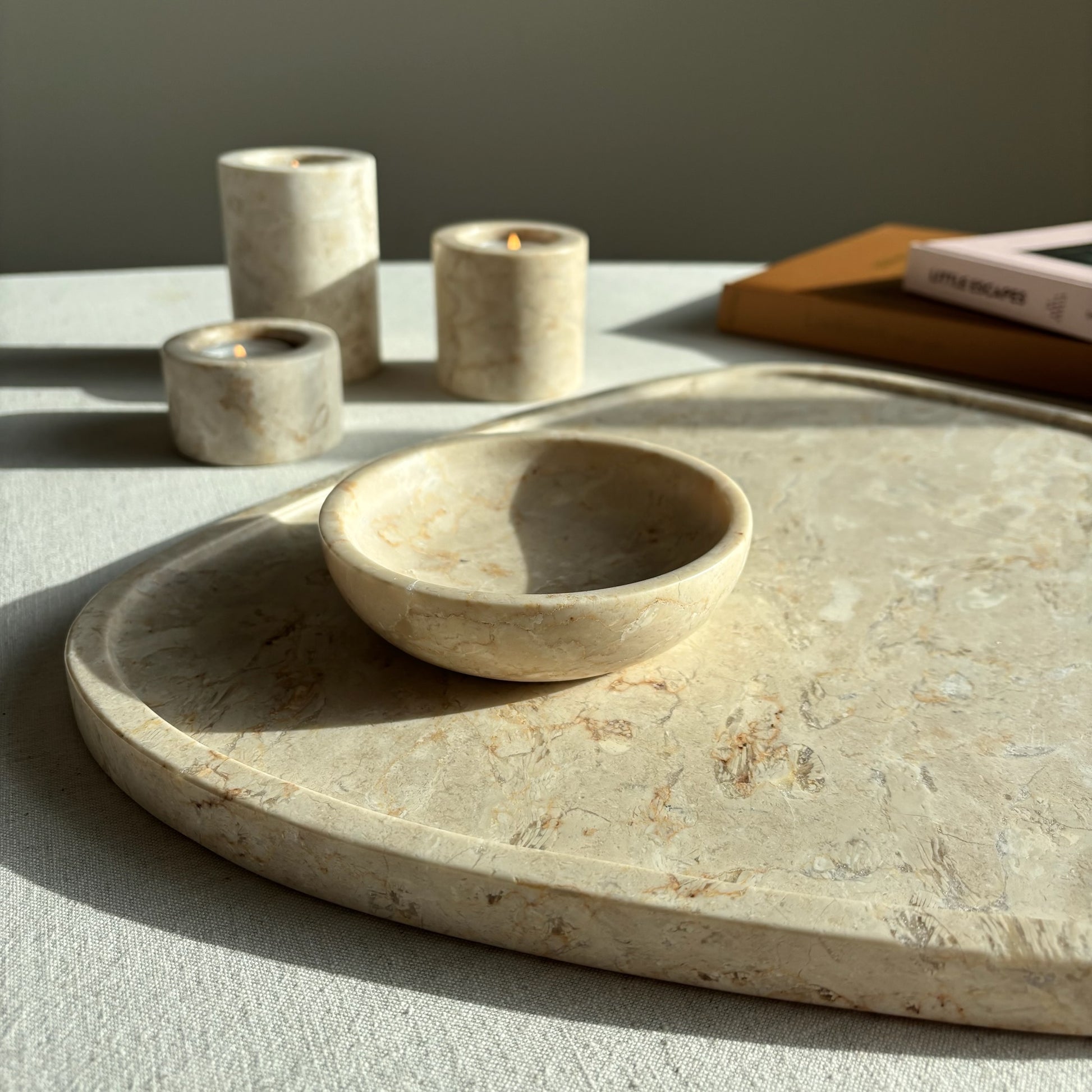 Marmer Dienblad Organisch Beige