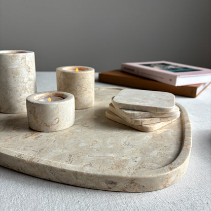 Marmer Dienblad Organisch Beige