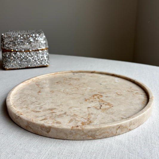 Marmer Dienblad Rond Beige