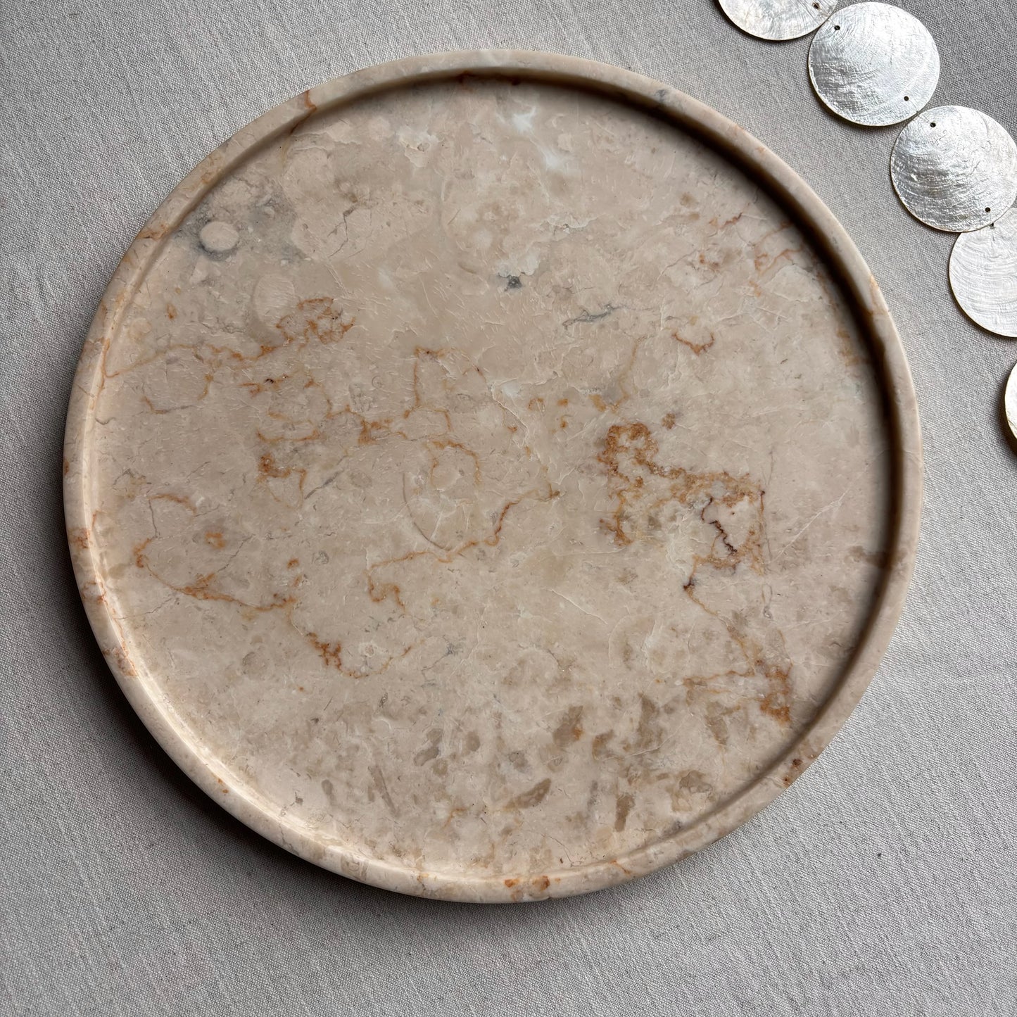 Marmer Dienblad Rond Beige
