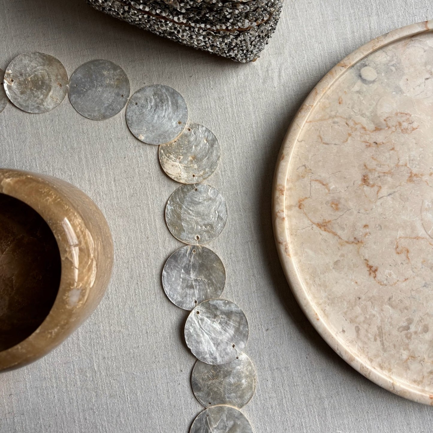 Marmer Dienblad Rond Beige