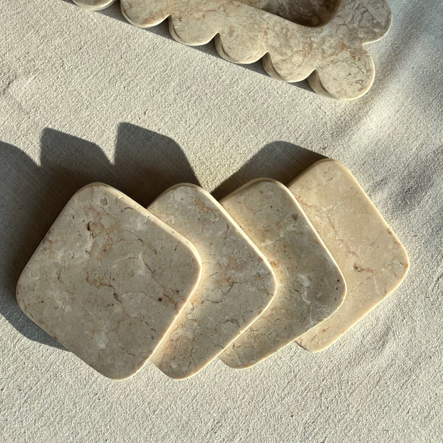 Marmer Onderzetters Vierkant Beige