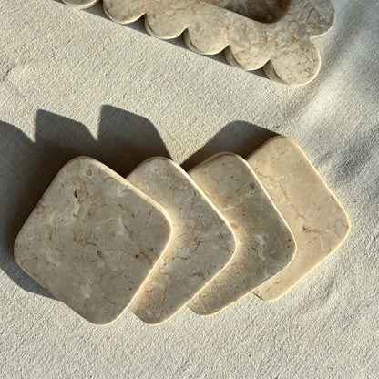 Marmer Onderzetters Vierkant Beige