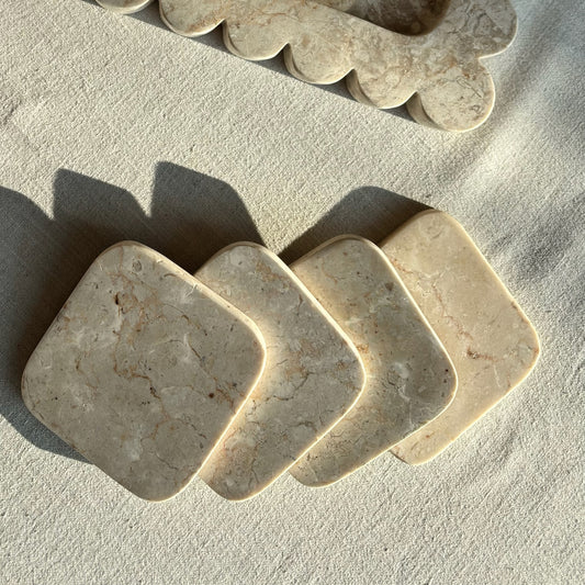 Marmer Onderzetters Vierkant Beige