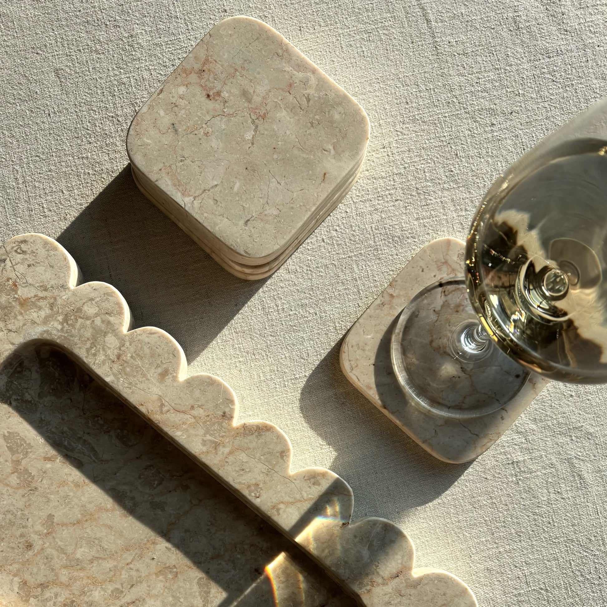 Marmer Onderzetters Vierkant Beige