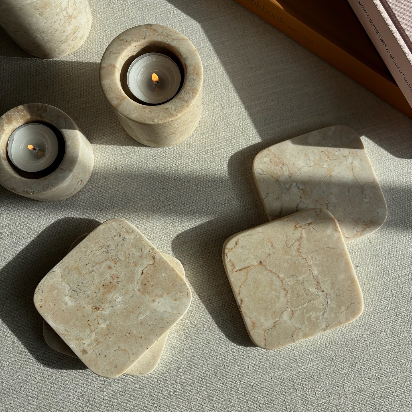 Marmer Onderzetters Vierkant Beige