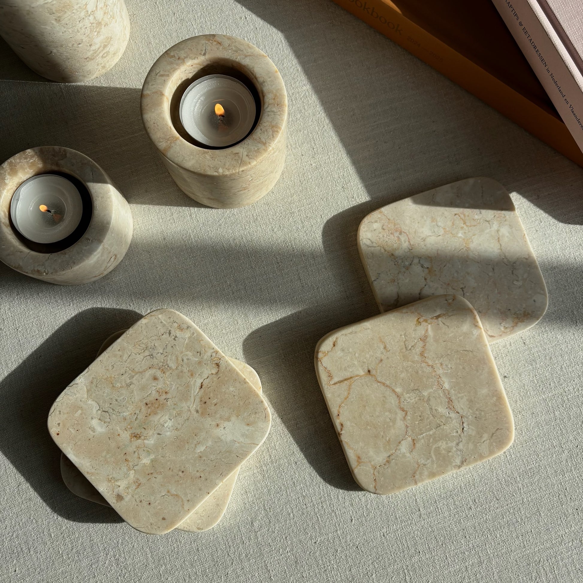 Marmer Onderzetters Vierkant Beige