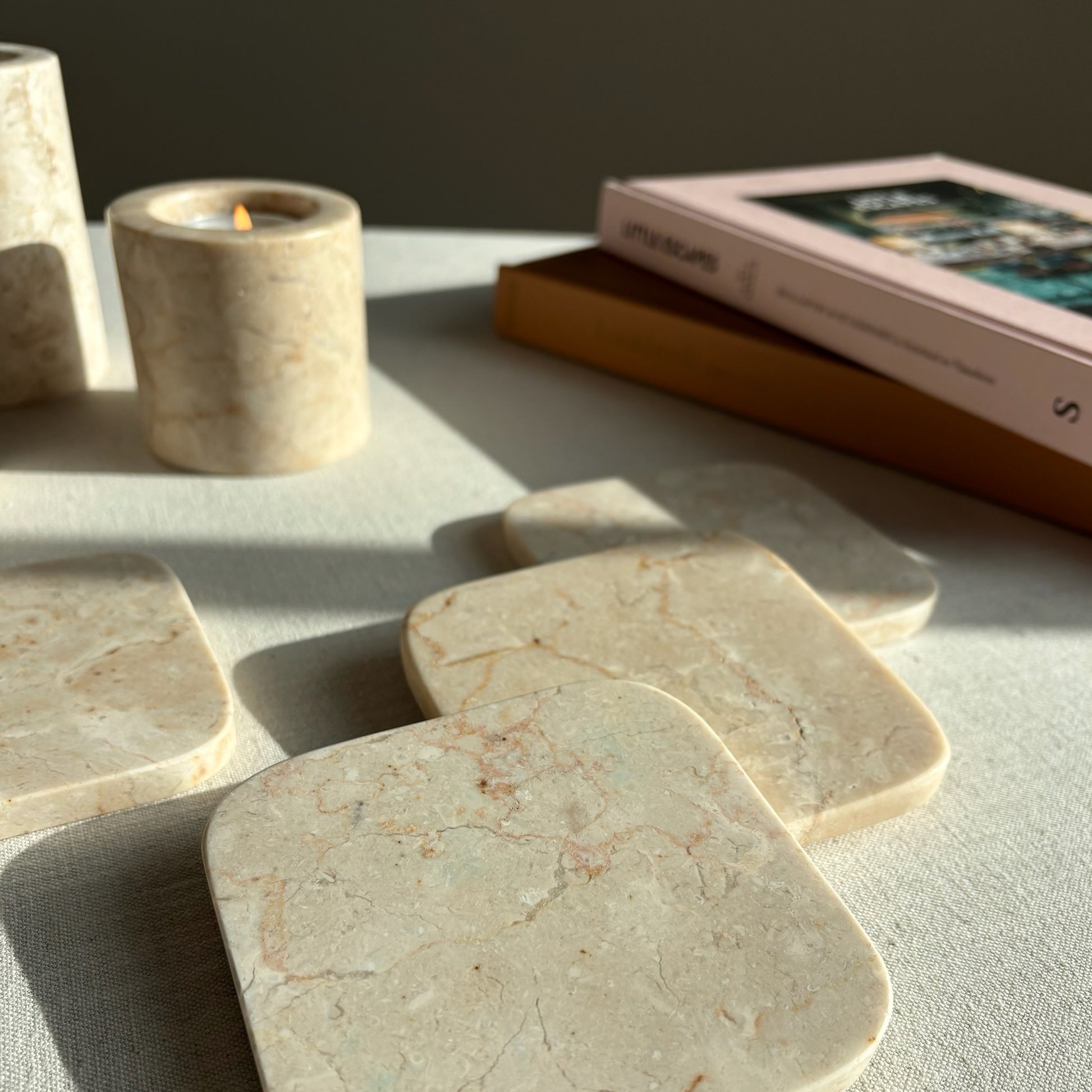 Marmer Onderzetters Vierkant Beige