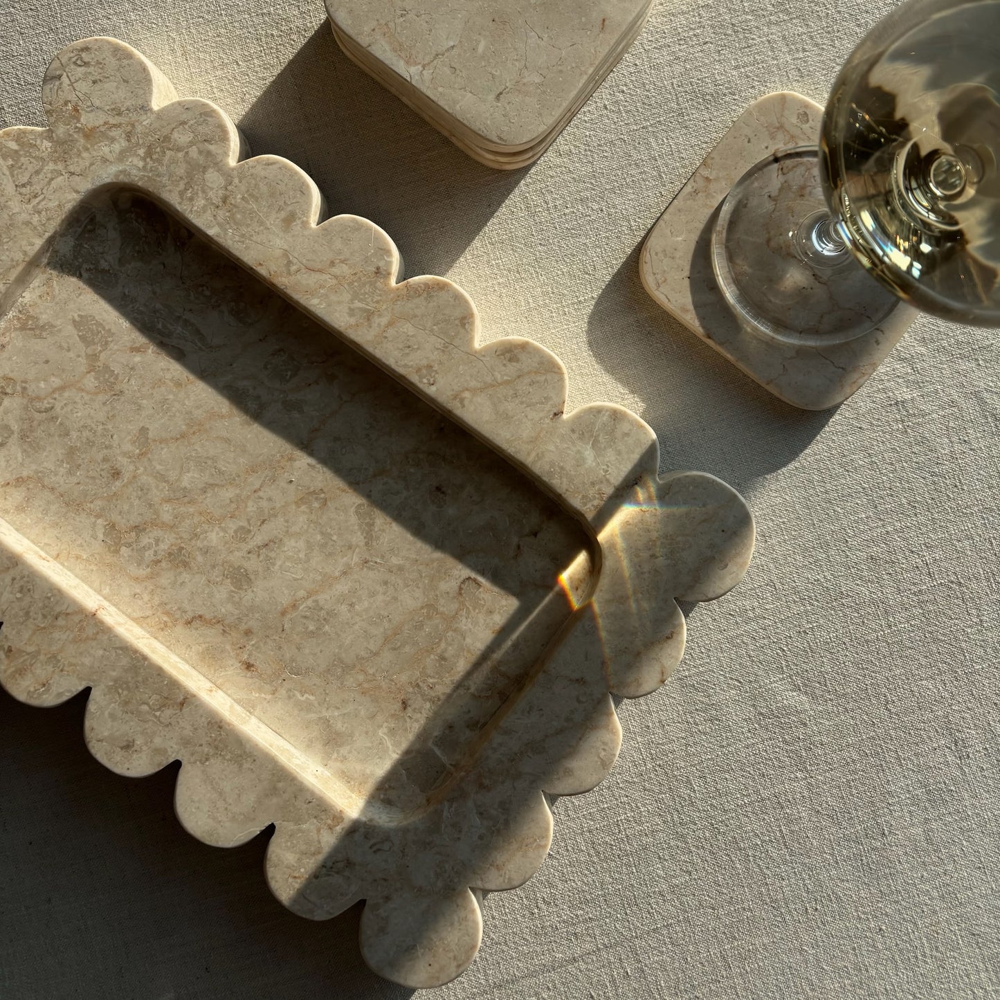 Marmer Dienblad rechthoek Beige