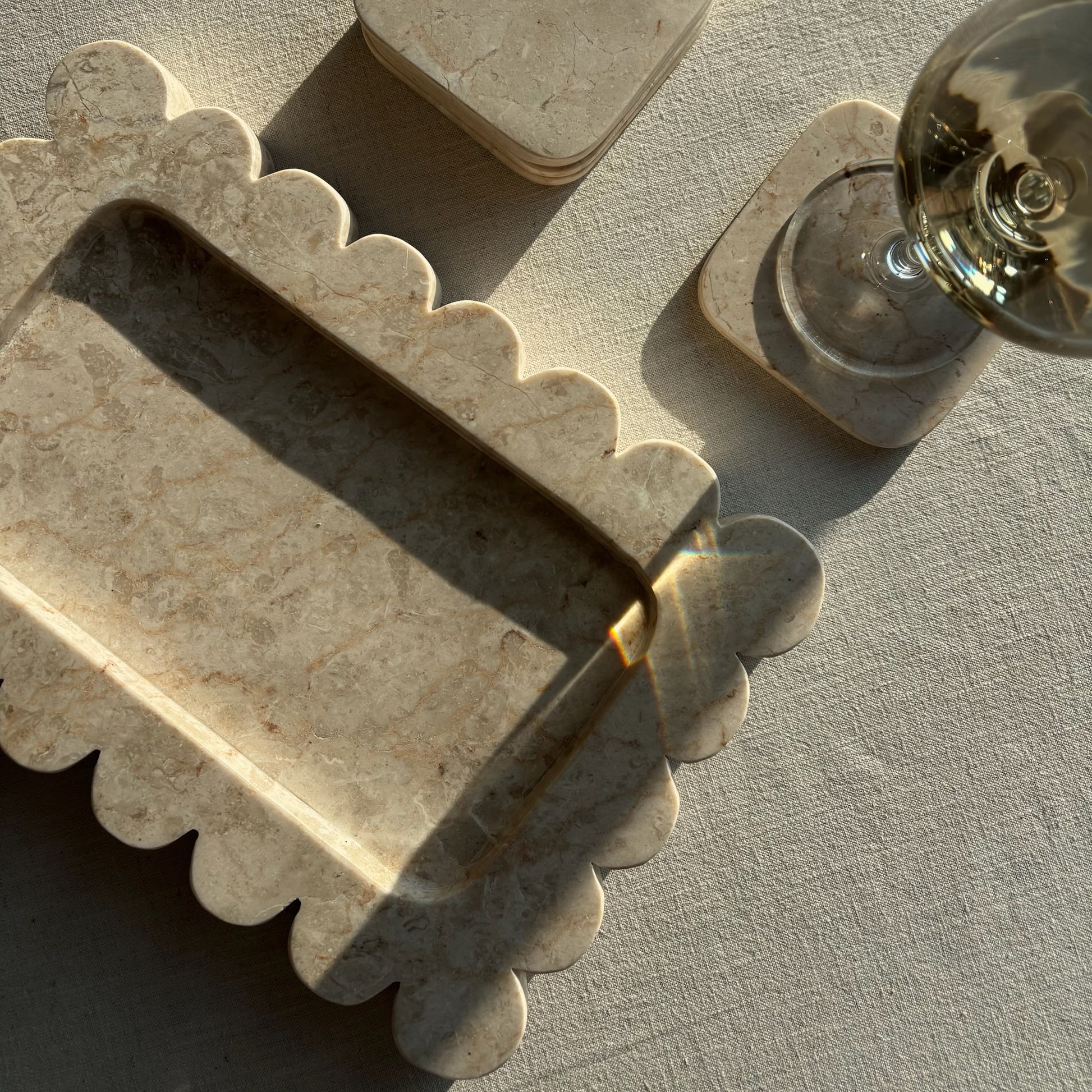 Marmer Dienblad rechthoek Beige