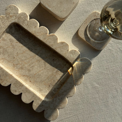 Marmer Dienblad rechthoek Beige